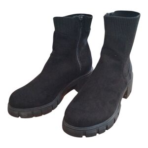 New 12W Combat Boots Plus Size Chunky Heel Moto Shoes Flexible unisex goth suede